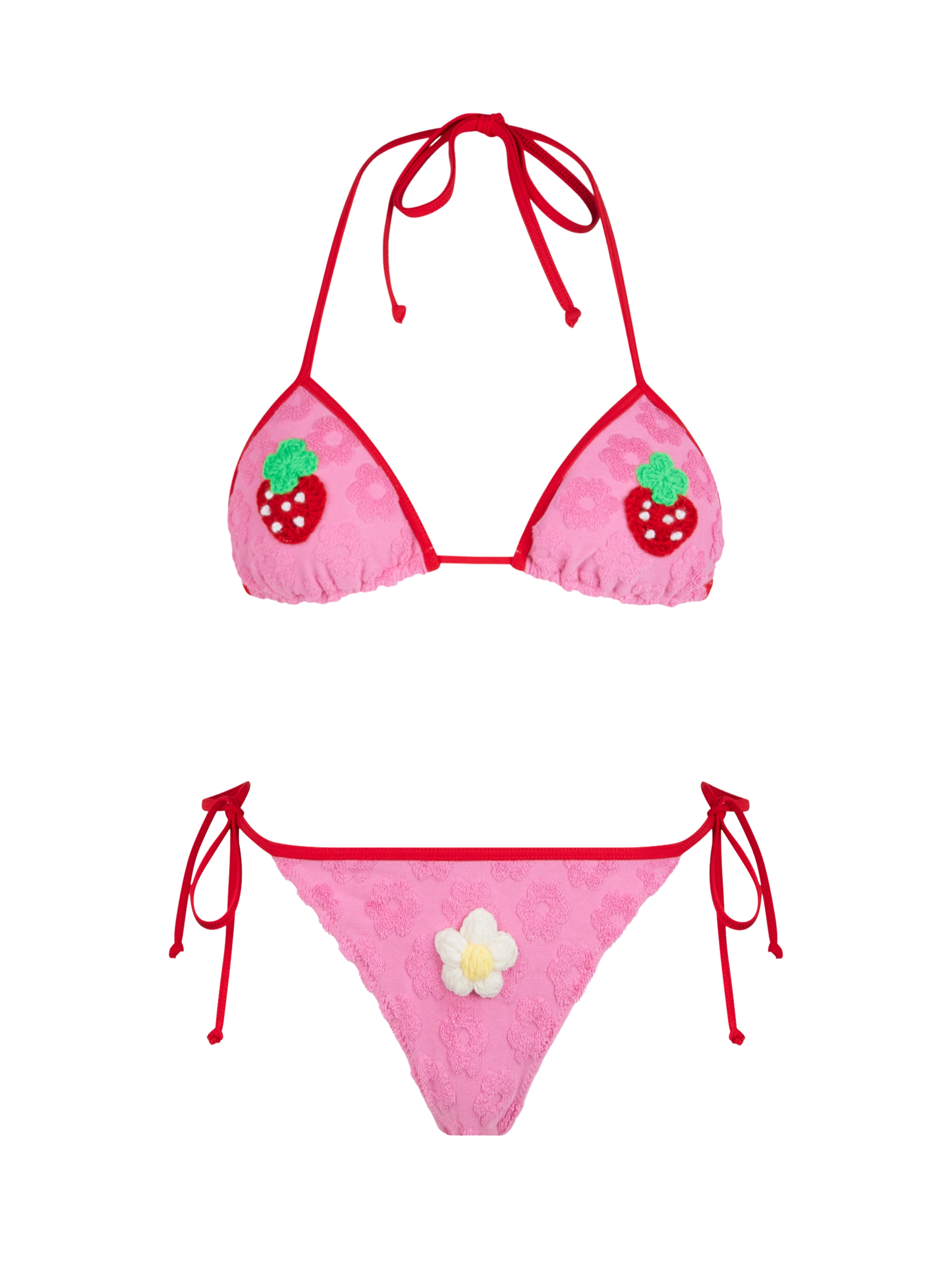 Woman terry embossed triangle bikini Maleah with patches | BEEPY BELLA SPECIAL EDITION