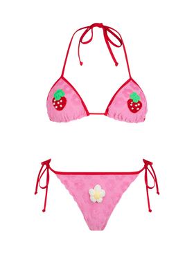 Woman terry embossed triangle bikini Maleah with patches | BEEPY BELLA SPECIAL EDITION