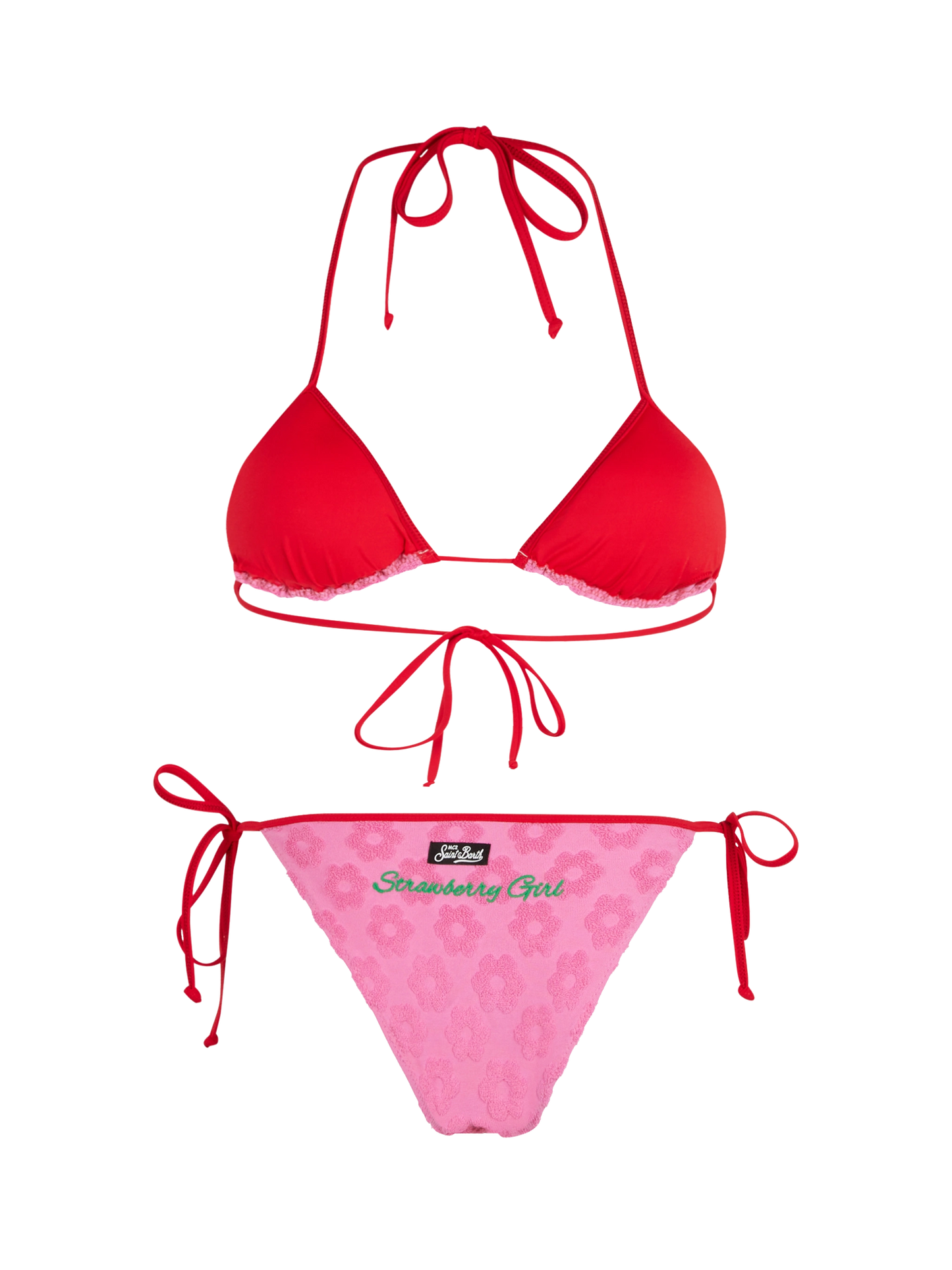 Woman terry embossed triangle bikini Maleah with patches | BEEPY BELLA SPECIAL EDITION