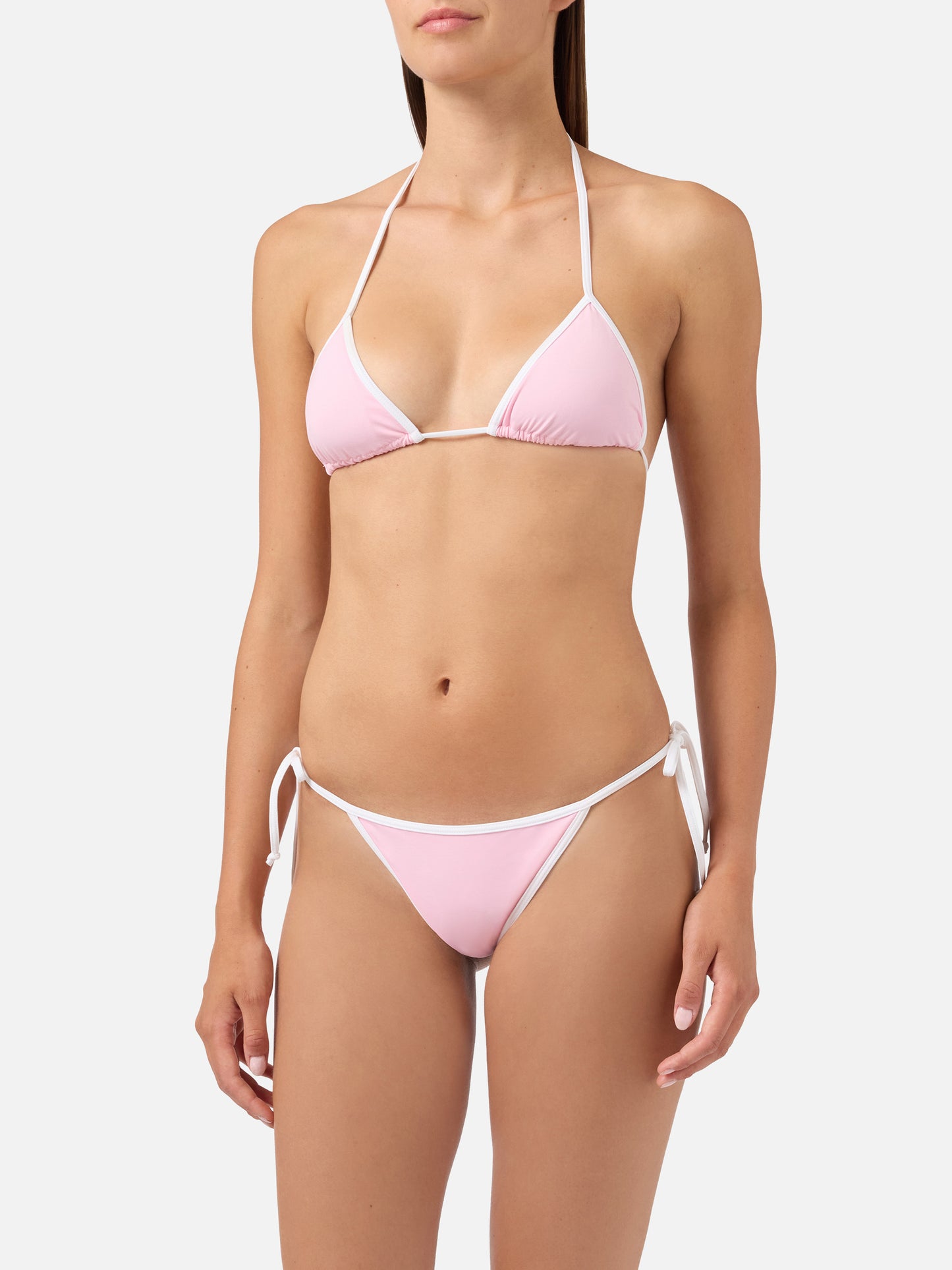 Leah Marielle light pink and white bikini with contrast trims