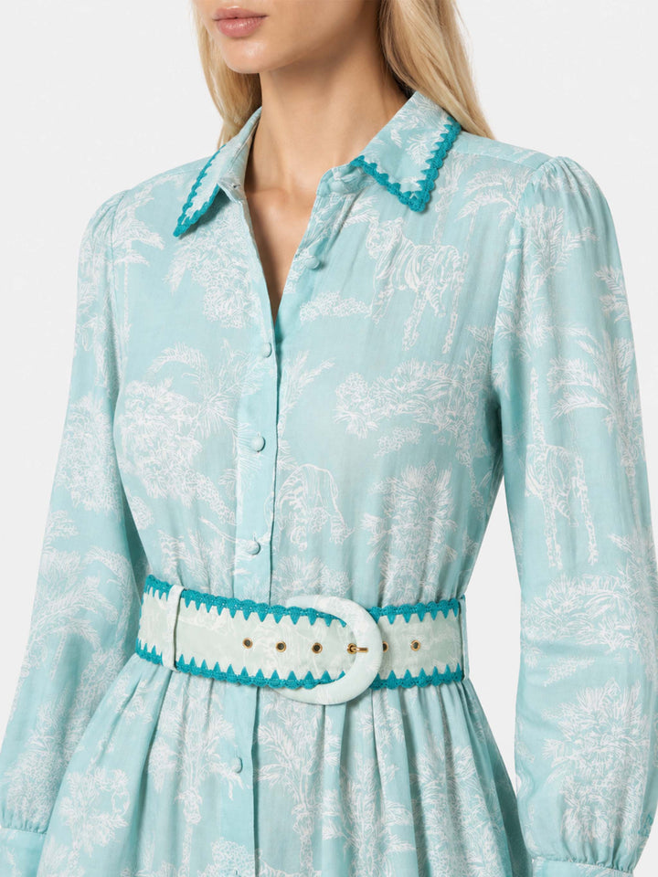 Vestido largo de lino Marbella con estampado jungle 