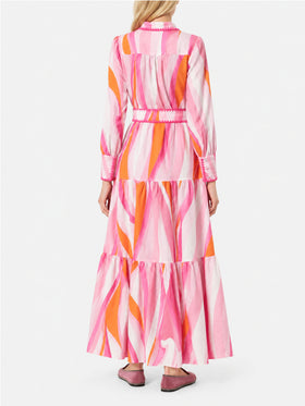 Mehrfarbiges Shape-Wave-Kleid Marbella mit Stickereien 
