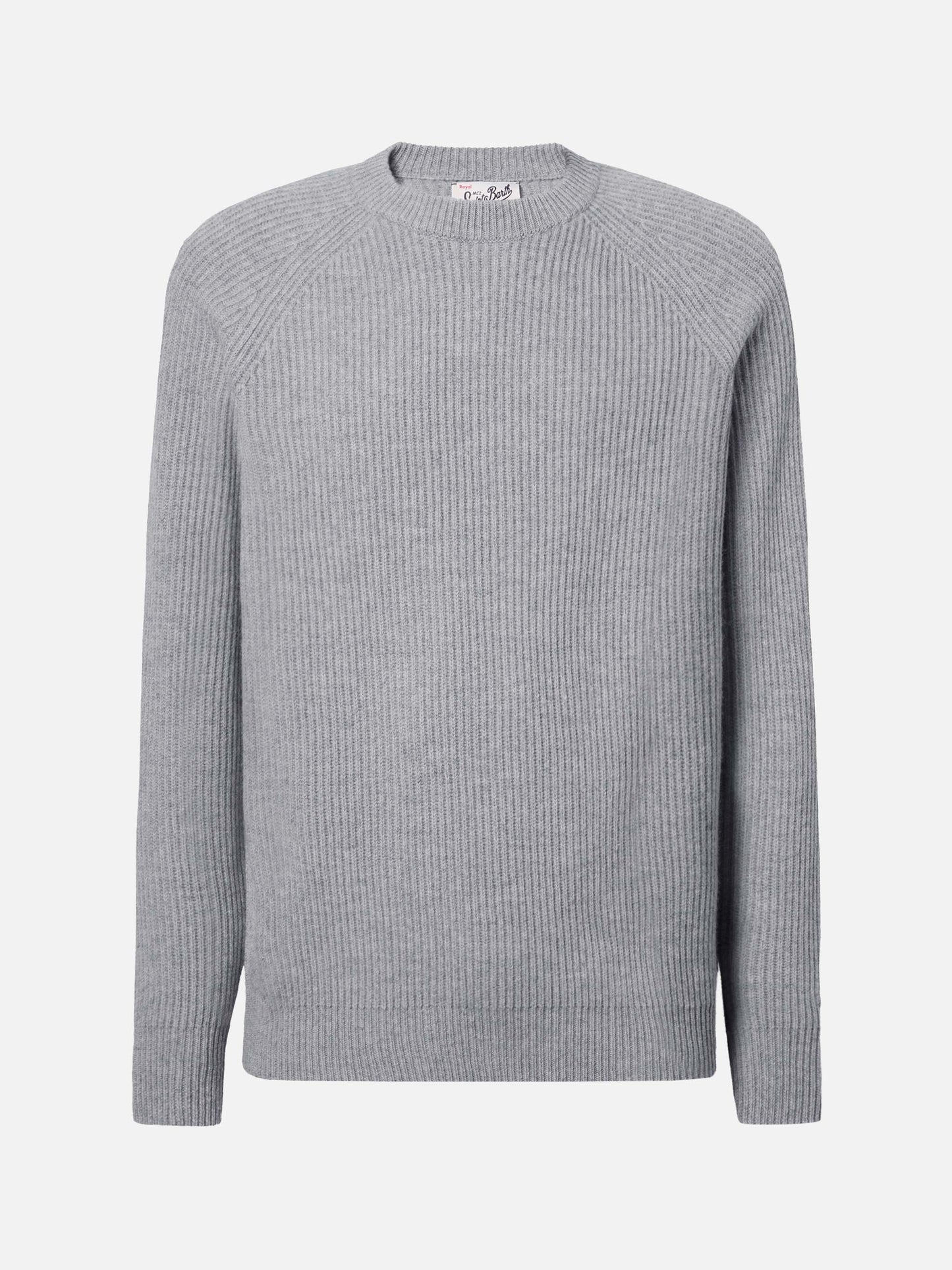 Marine pure-wool sweater in grey melange with English rib knit
