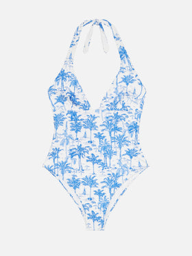 Marylin one-piece swimsuit with toile de jouy print