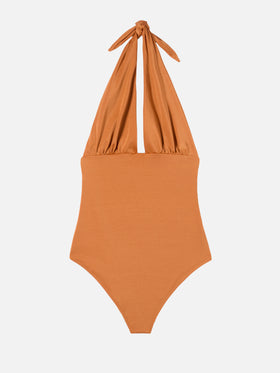 Costume intero Marysol in giallo ocra shiny