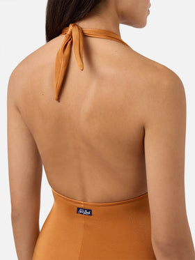 Costume intero Marysol in giallo ocra shiny