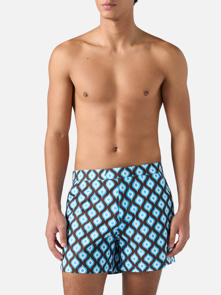 Short-length swim shorts Master with geometric print