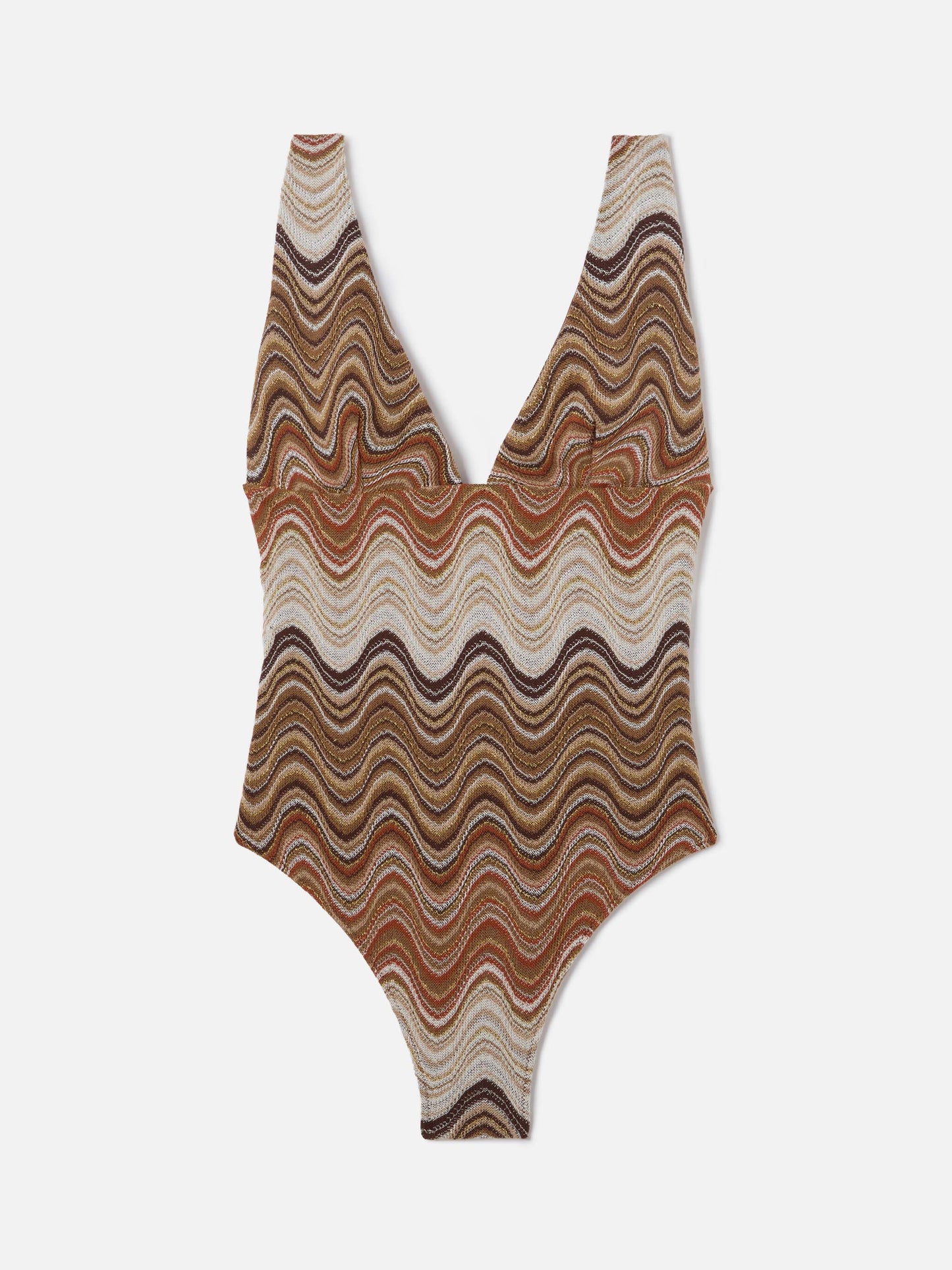 Mavi one-piece swimsuit in brown degradé raschel fabric