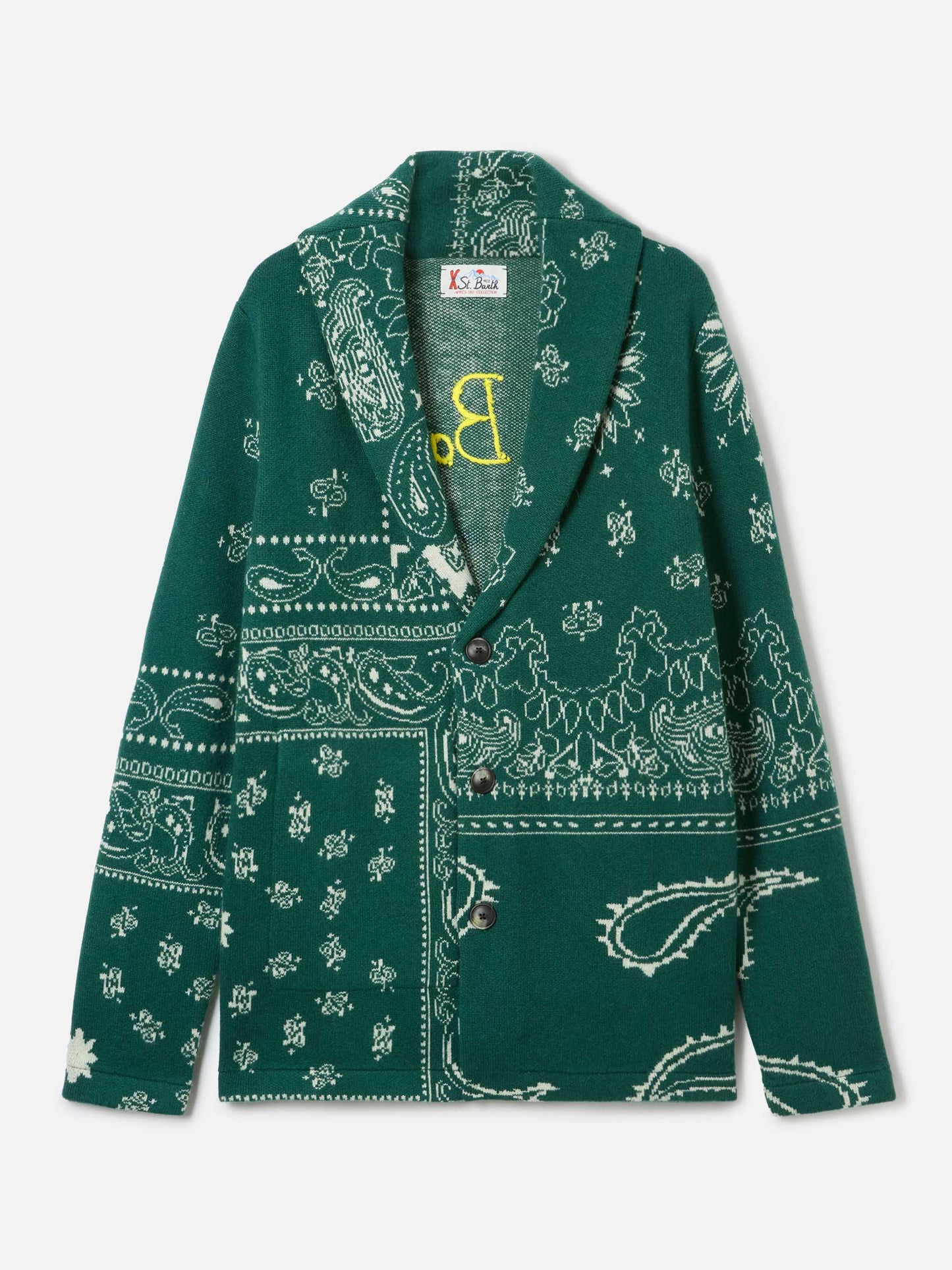 Knit jacket Max with bandana jacquard and embroidery