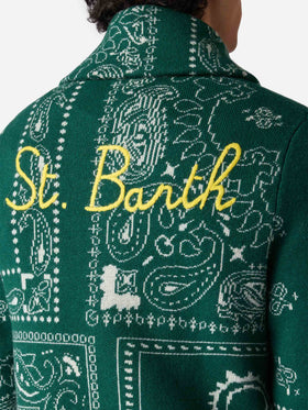 Knit jacket Max with bandana jacquard and embroidery