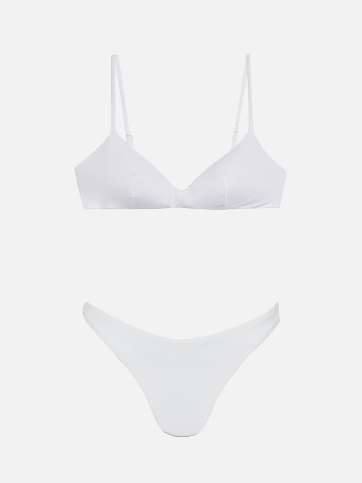 May Lido plunging bralette bikini in white