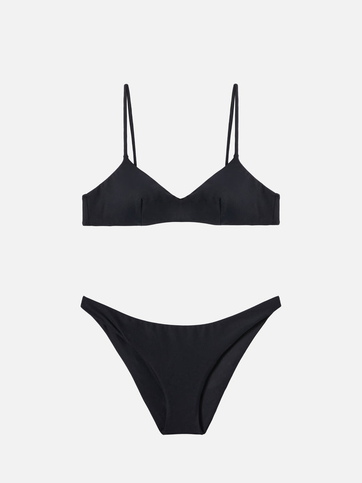 Bralette bikini May Elise in nero con slip da bagno classici