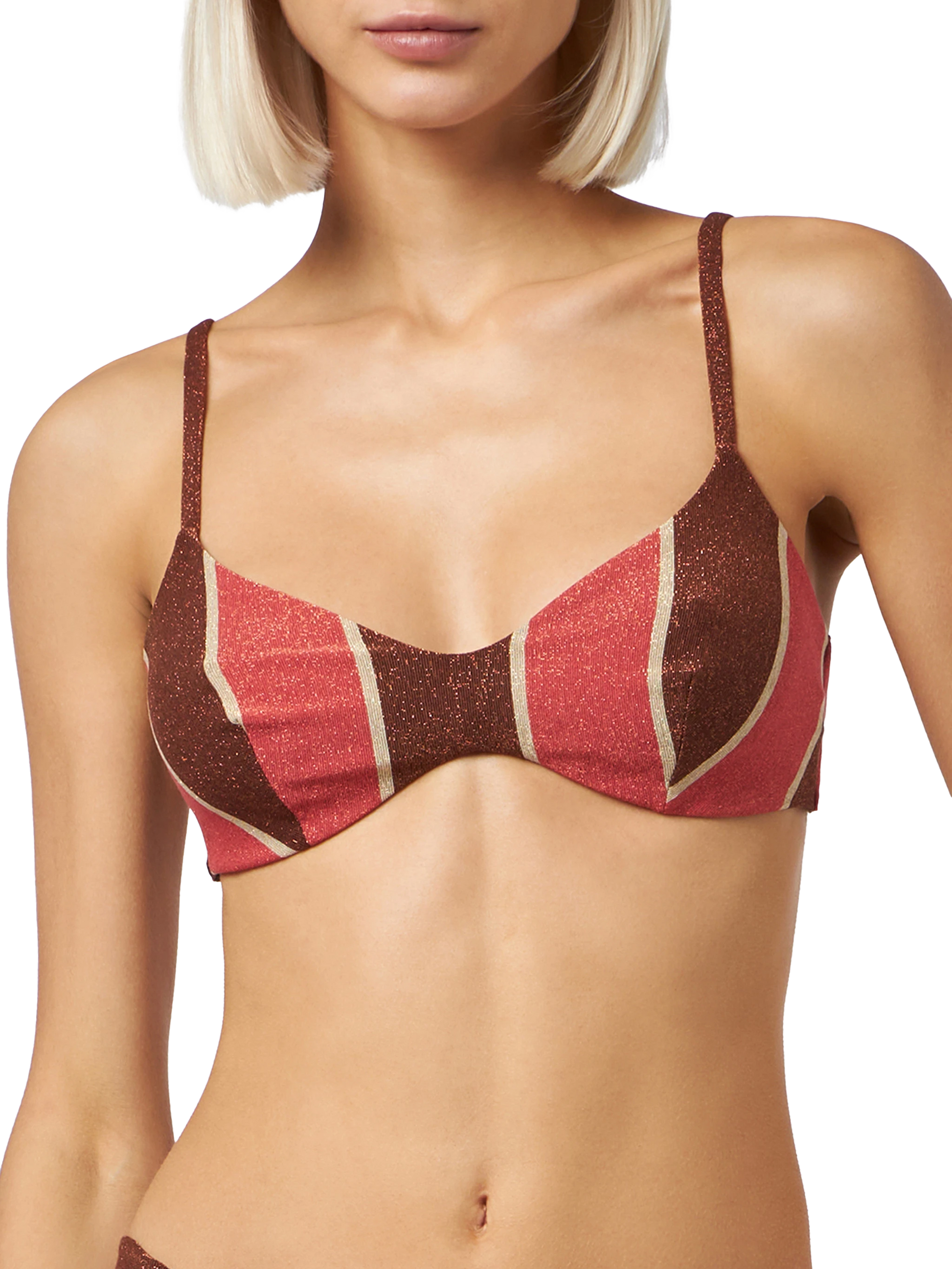 Woman striped lurex scoop bralette beach top May - MC2 Saint Barth