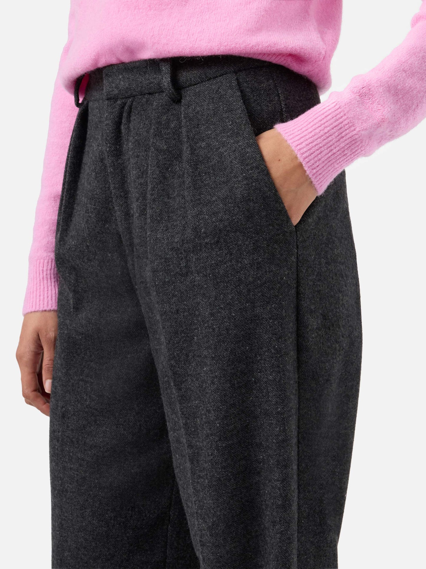 Marcel straight-leg trousers grey melange with pleats