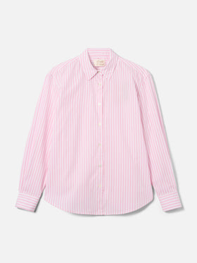 Camisa de algodón Meredith con rayas rosas y bordado Saint Barth 