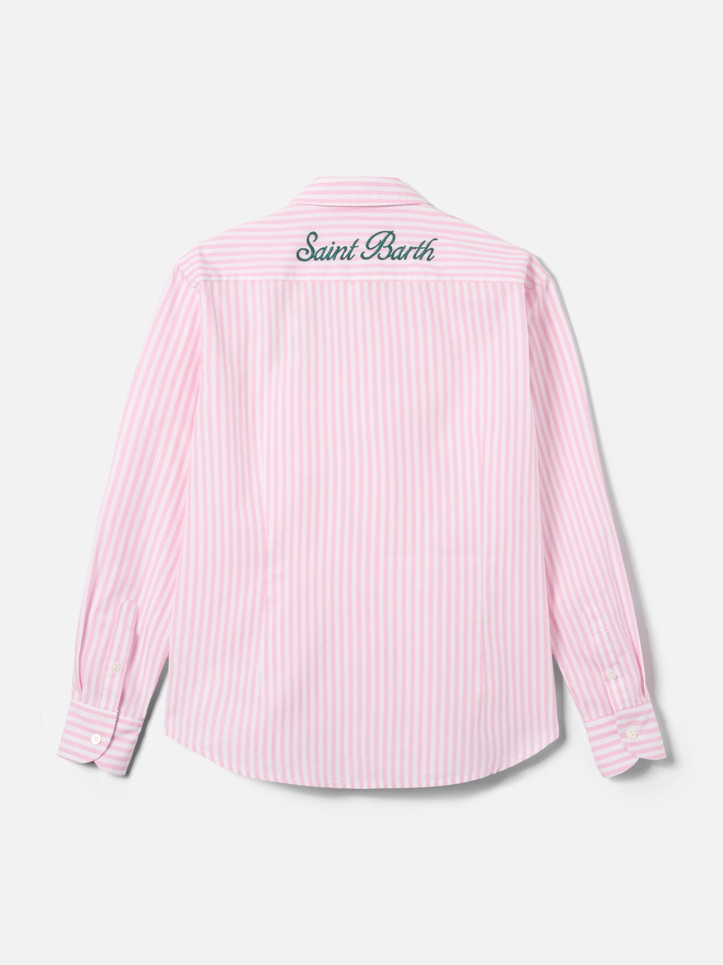 Camisa de algodón Meredith con rayas rosas y bordado Saint Barth 