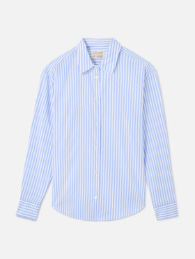Meredith cotton shirt with blue stripes and Saint Barth embroidery