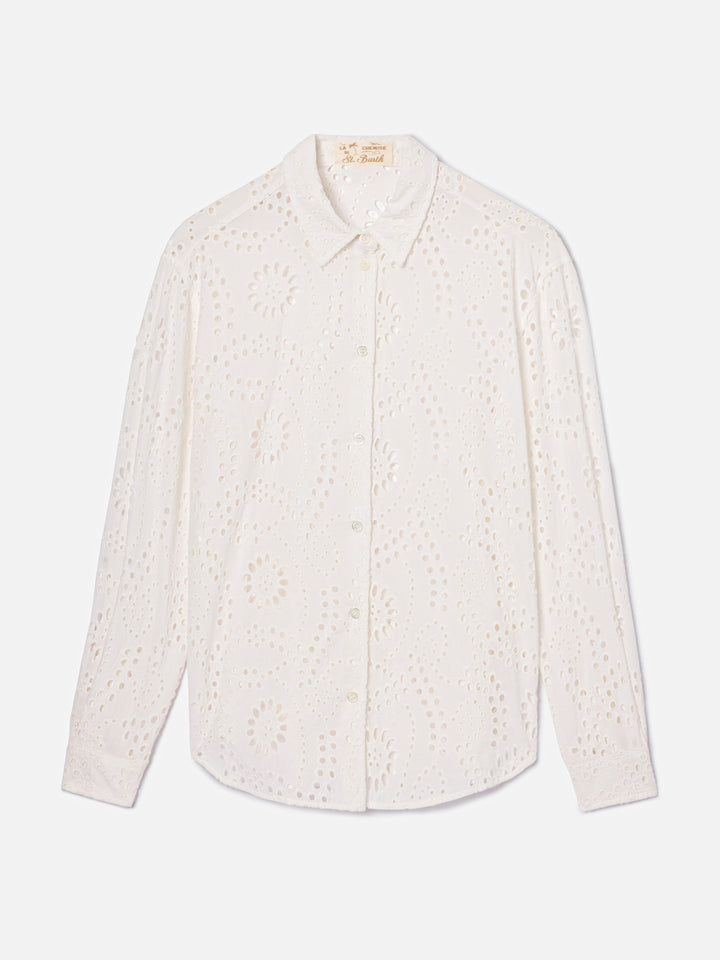Meredith broderie anglaise cotton shirt in white