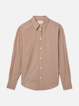 Camisa Meredith de algodón con rayas marrones y bordado Saint Barth 