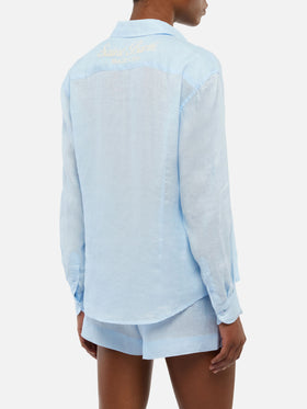 Meredith linen classic shirt with Saint Barth embroidery