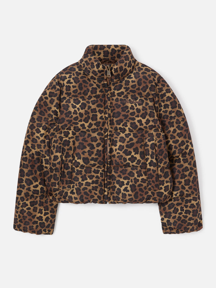 Chaqueta de plumón teddy Brown Maddy con estampado de leopardo 