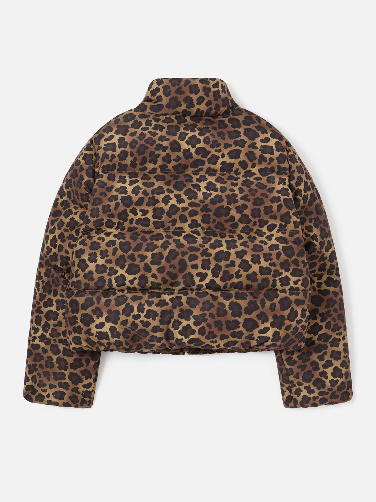 Piumino Maddy marrone in tessuto teddy con motivo leopardo