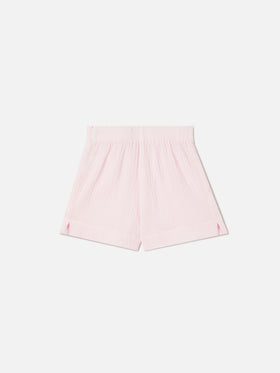 Short Meave Jr in mussola di cotone rosa