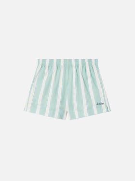 Green striped Meave cotton shorts