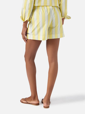Short en coton Meave à rayures jaunes 