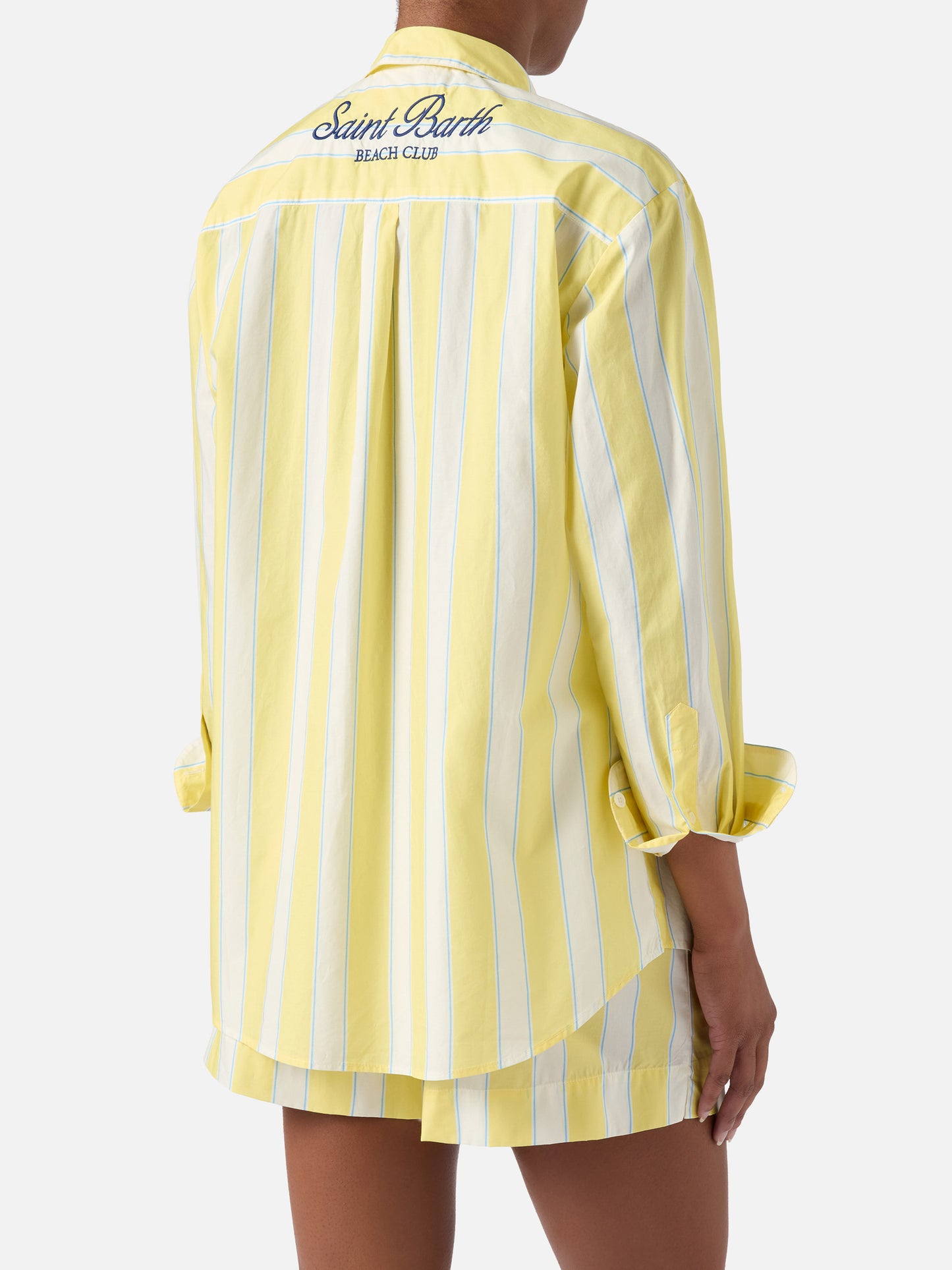 Short en coton Meave à rayures jaunes 