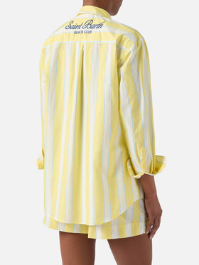 Short en coton Meave à rayures jaunes 