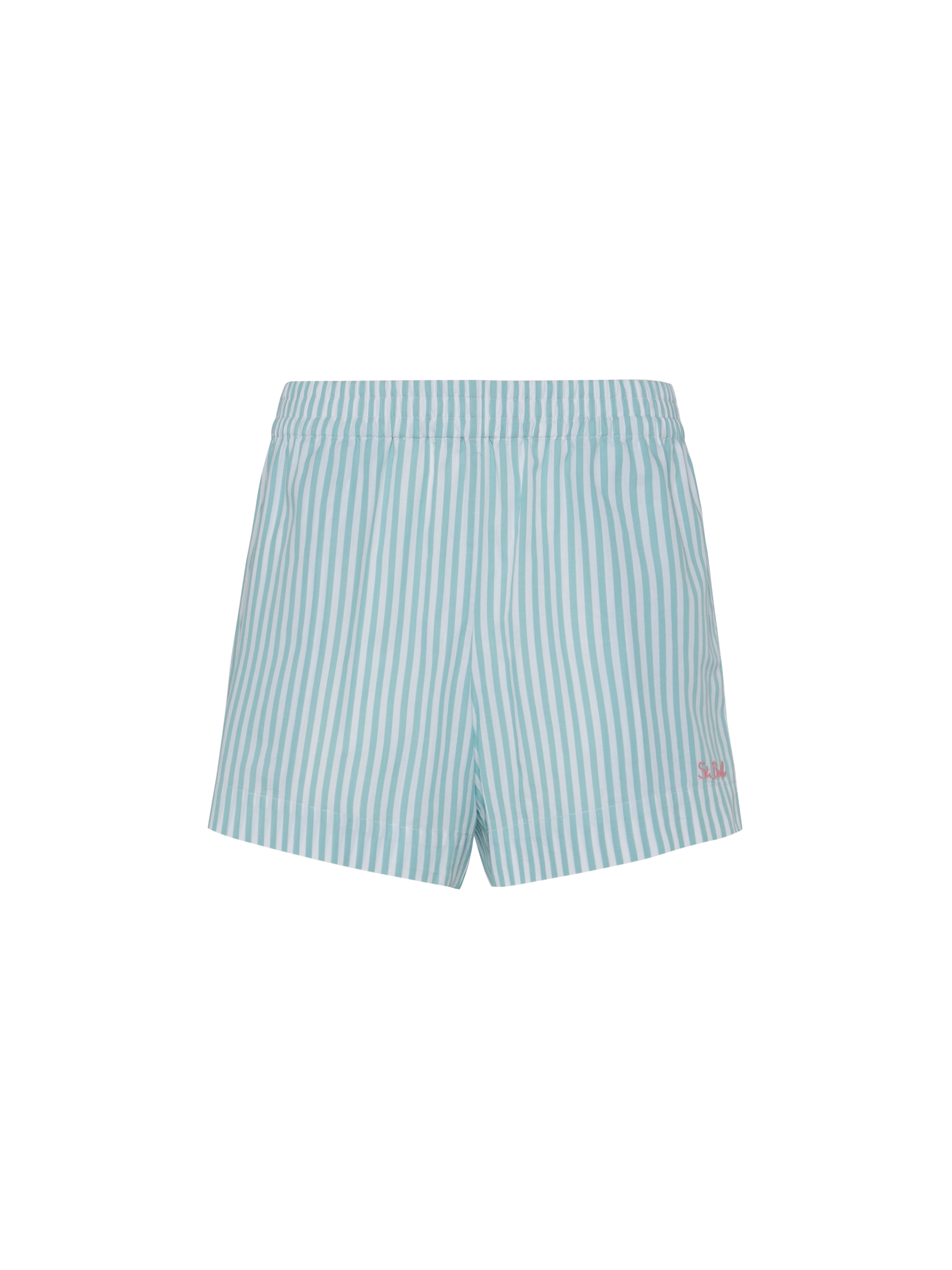Meave cotton poplin pull up shorts with striped print - MC2 Saint Barth