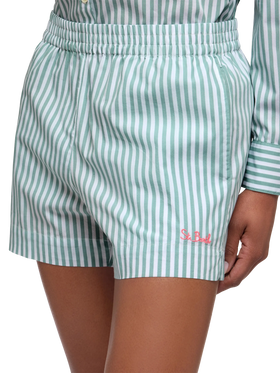 Meave cotton poplin pull up shorts with striped print - MC2 Saint Barth