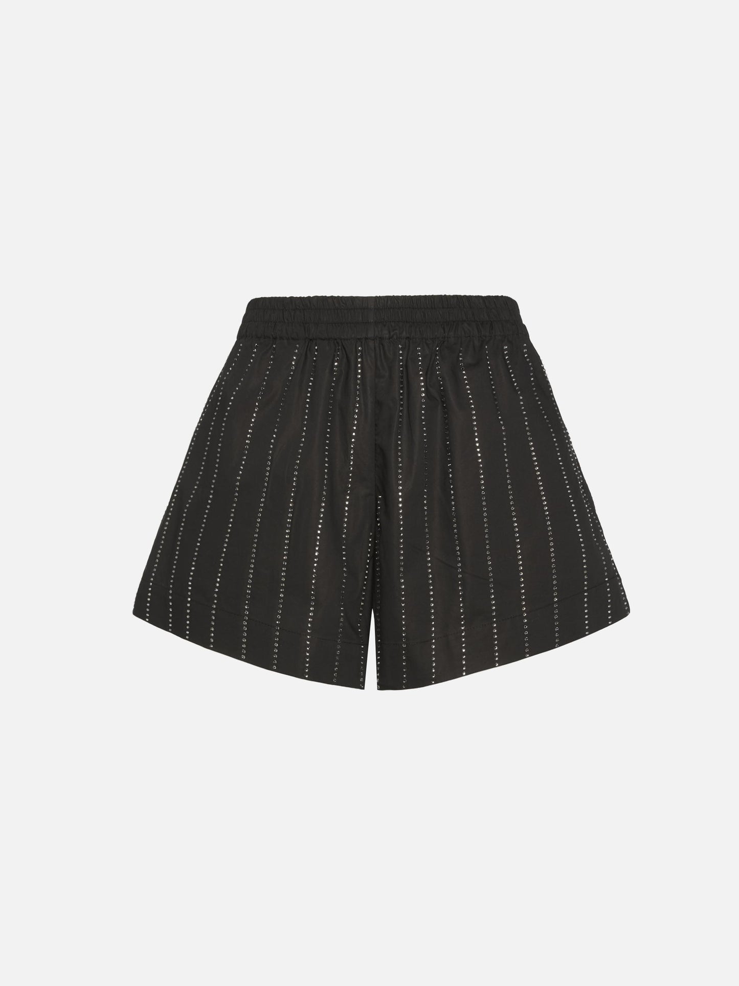 Meave shorts pull up in popeline di cotone con decorazione di strass a righe