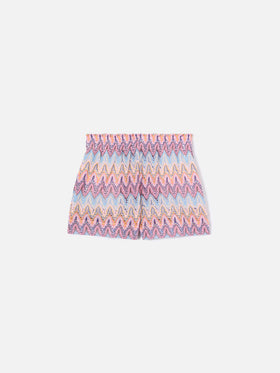 Meave Jr raschel knit shorts with pastel flame pattern