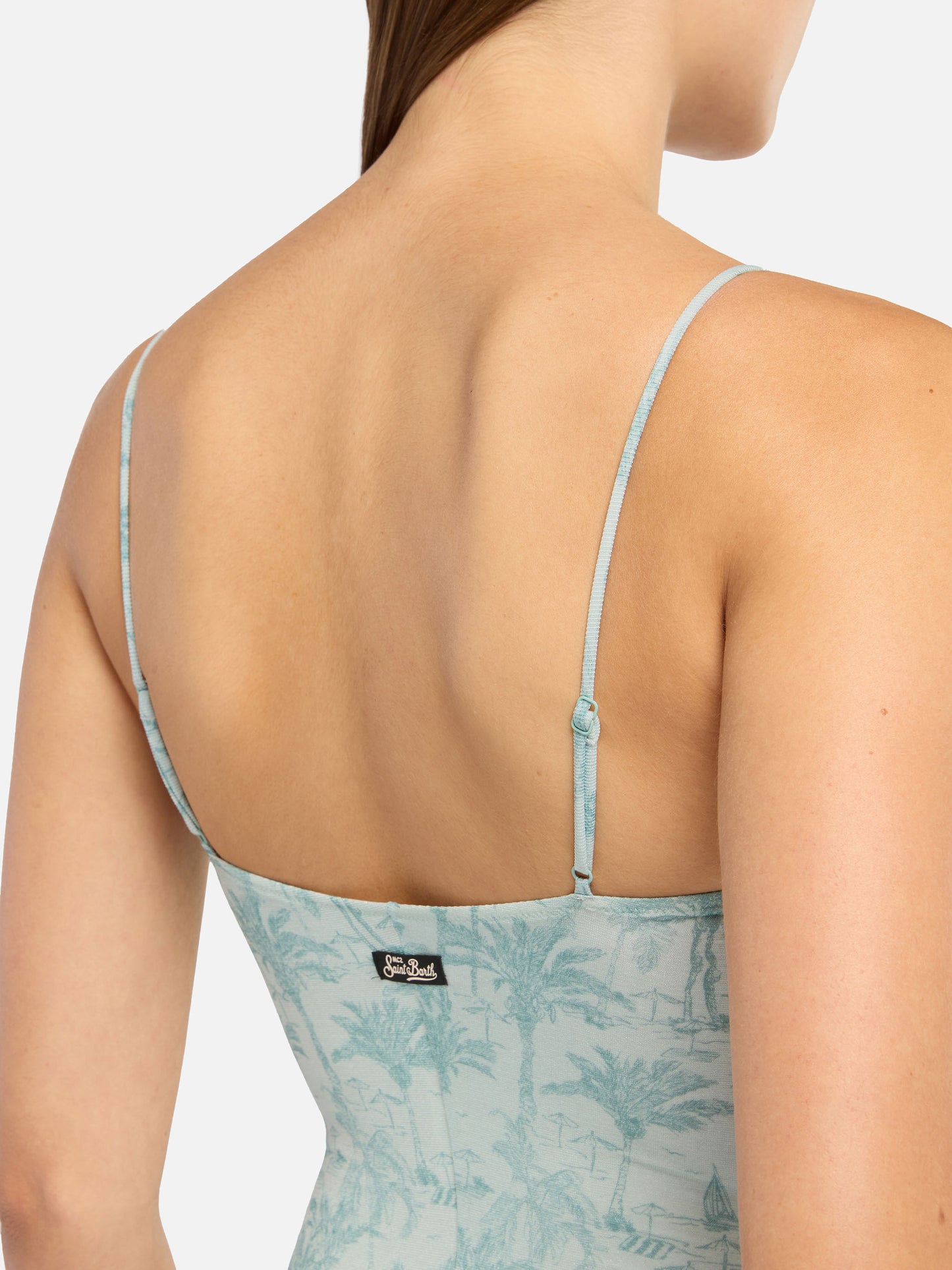 Medea lurex underwired one-piece swimsuit with toile de jouy print