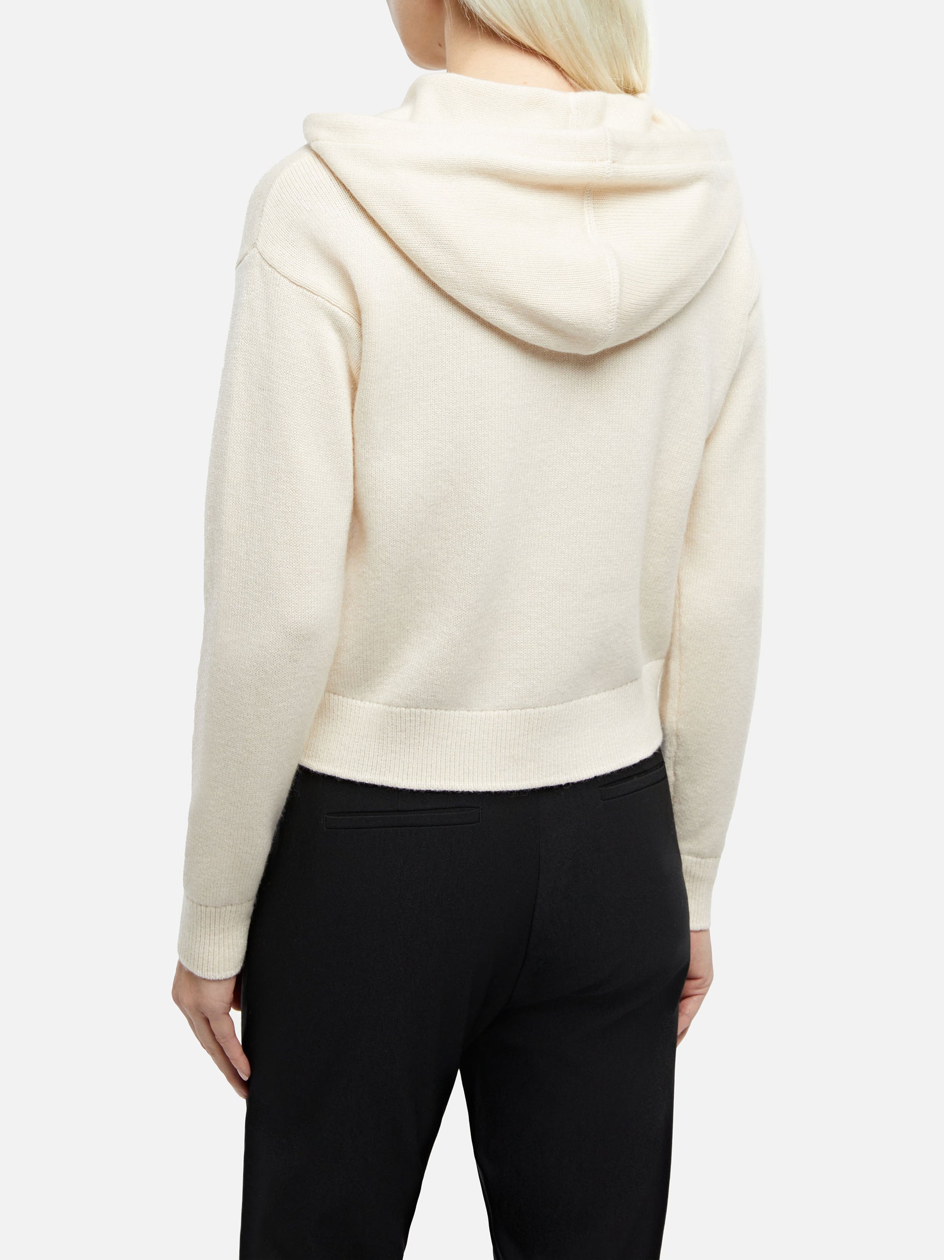 Woman off-white cashmere blend knitted hoodie Meg - MC2 Saint Barth