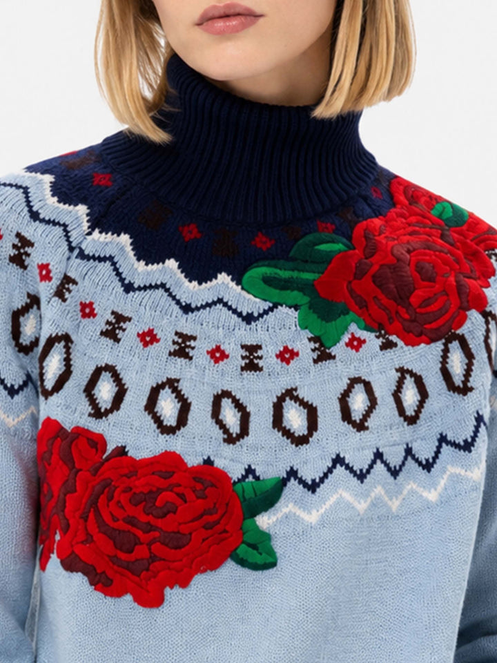 Meghan cashmere blend sweater with jacquard