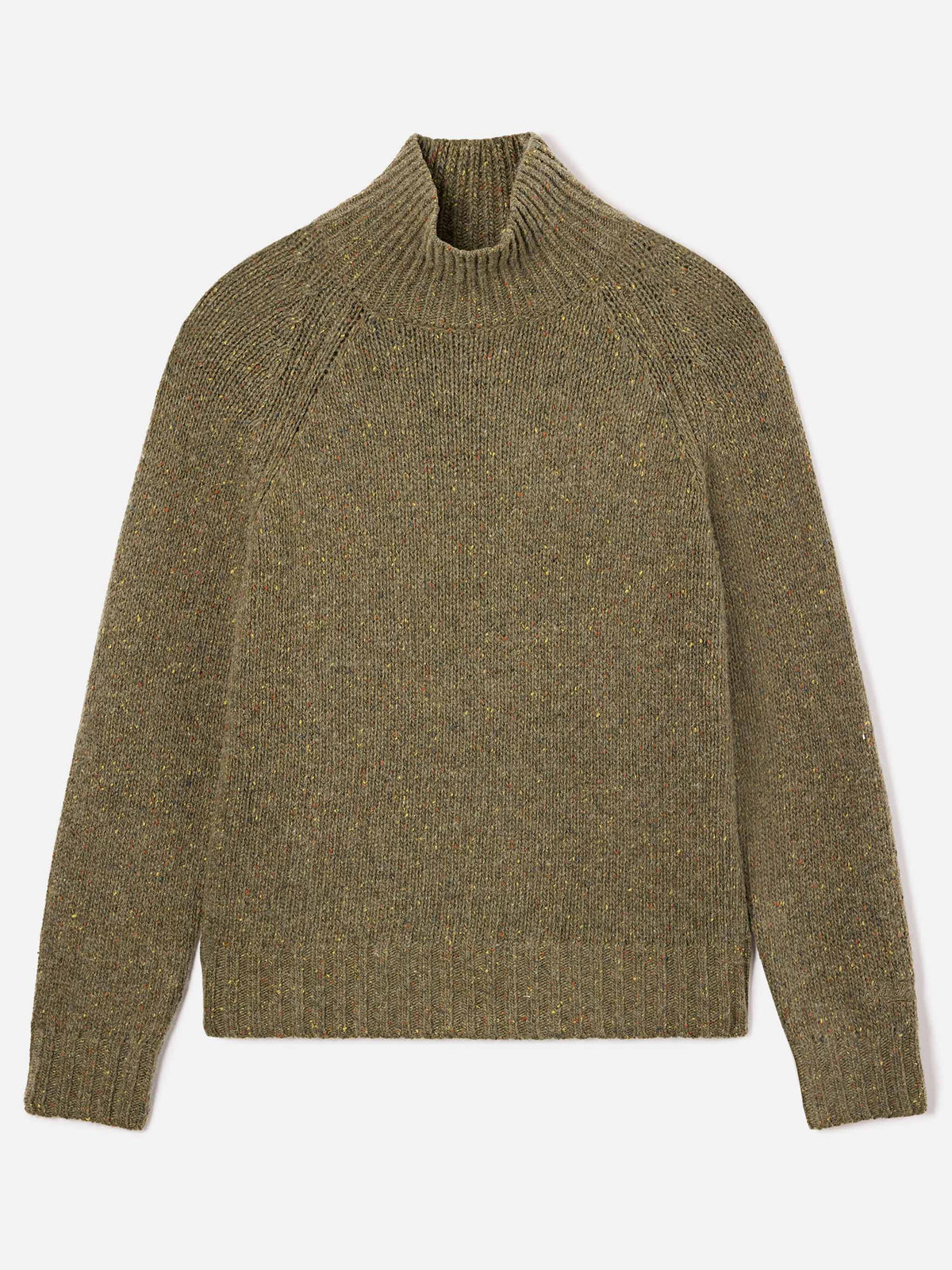 Pull col roulé Meghan Donegal en maille de mélange de laine vert militaire 