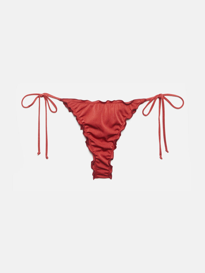 Slip mare Miami shimmer rosso mattone e taglio sgambato