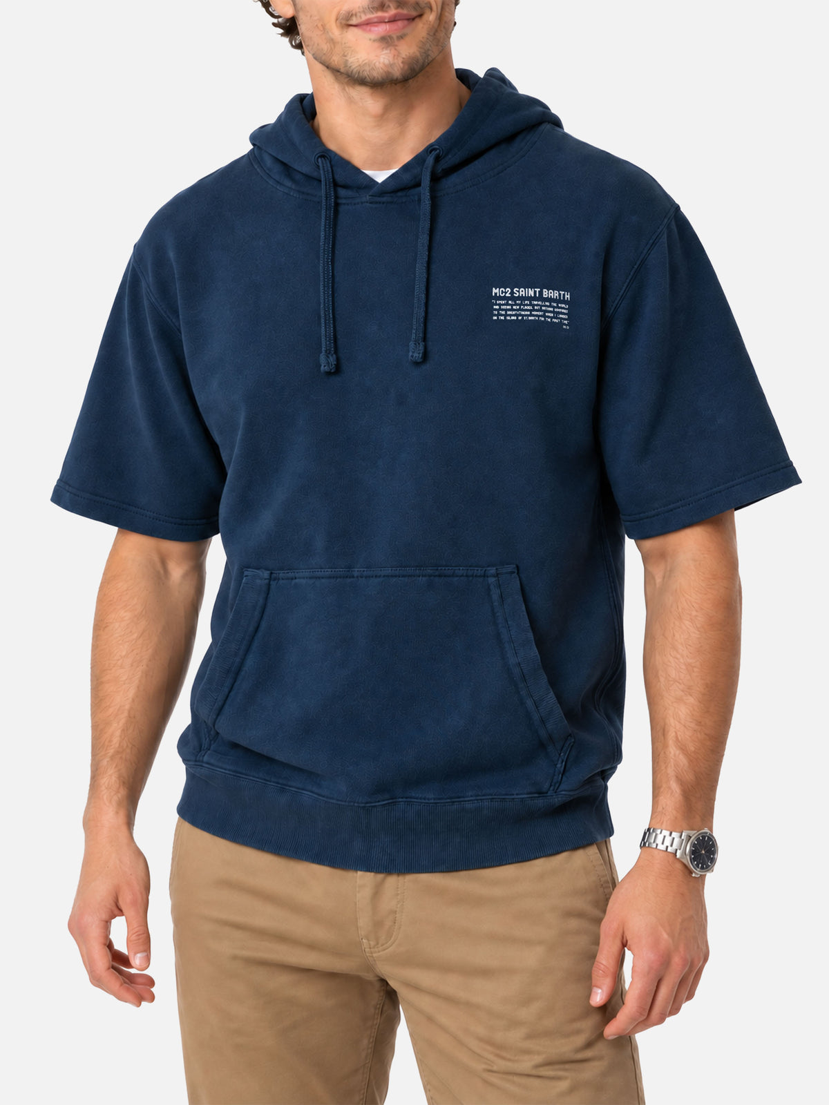 Mike kurzärmeliger Hoodie in Navy 
