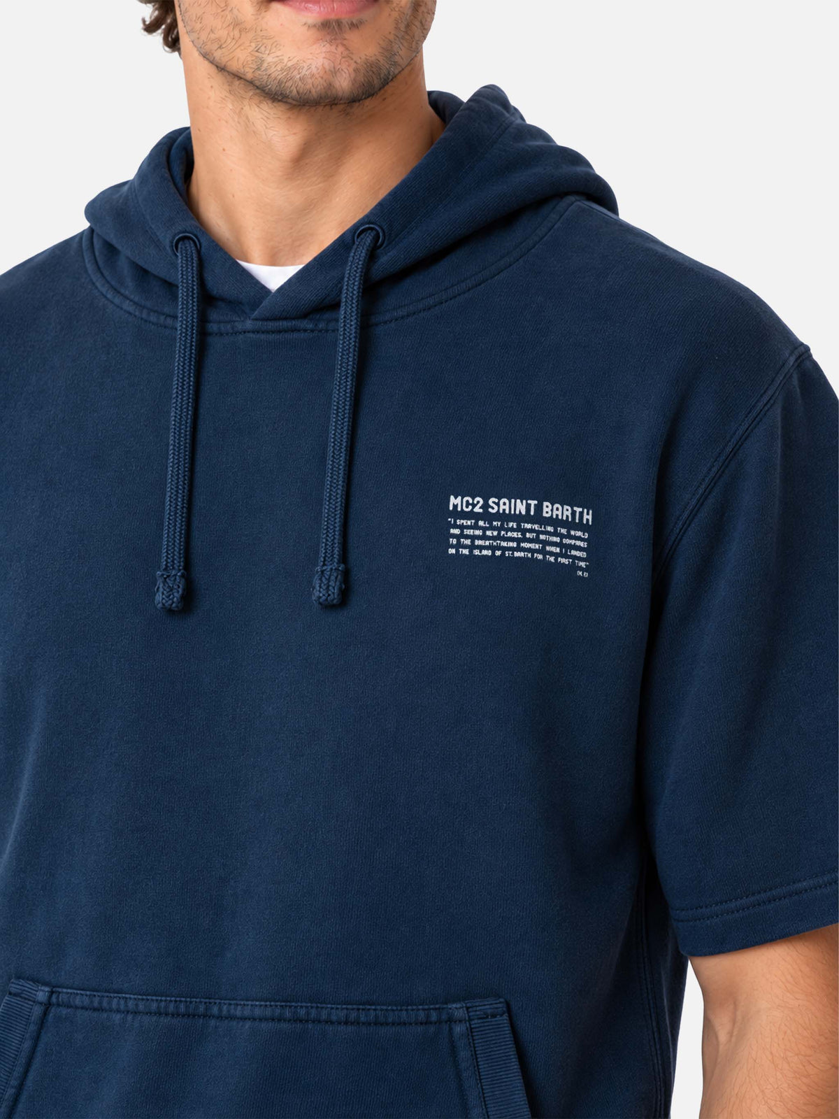 Mike kurzärmeliger Hoodie in Navy 