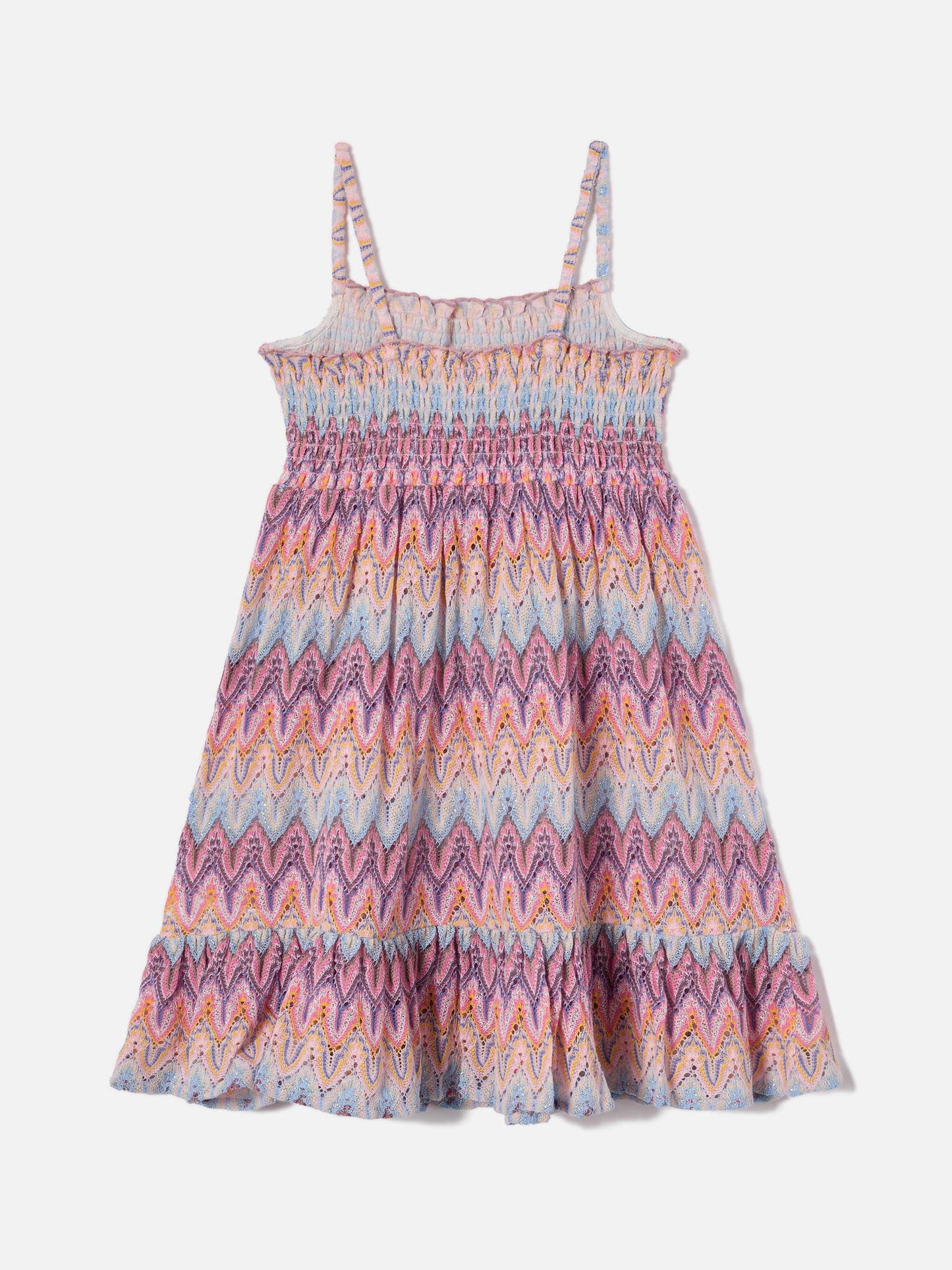 Miki raschel knit sundress with pastel flame pattern