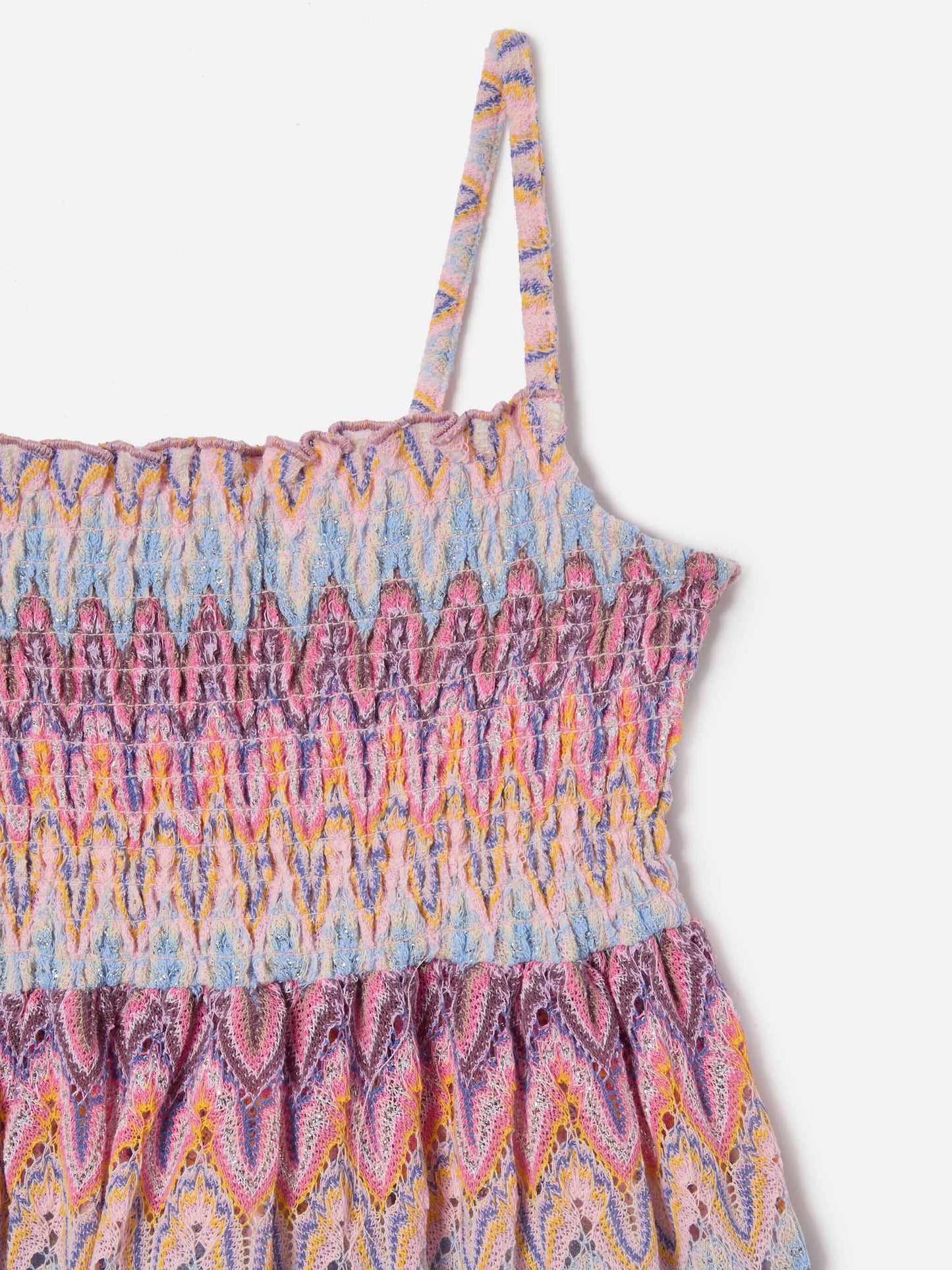 Miki raschel knit sundress with pastel flame pattern