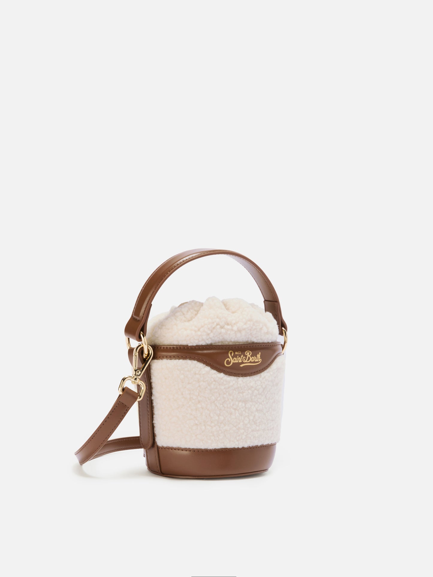Mila Teddy Bucket Bag aus weißem Sherpa