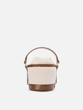 Mila Teddy Bucket Bag aus weißem Sherpa