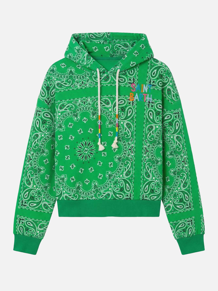 Cotton hoodie with bandanna print