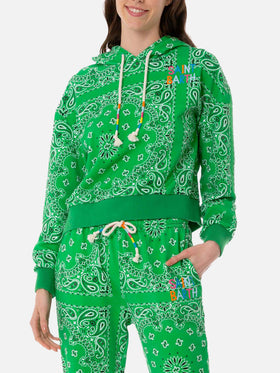 Cotton hoodie with bandanna print