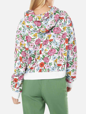 Cotton hoodie with flower print