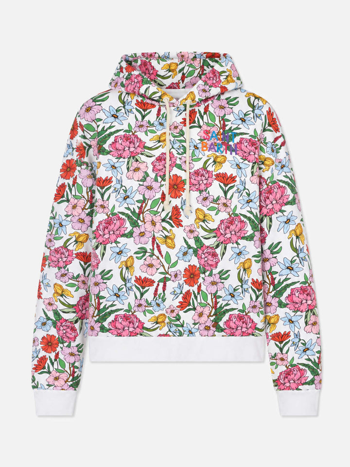 Baumwoll-Hoodie mit Blumenprint 